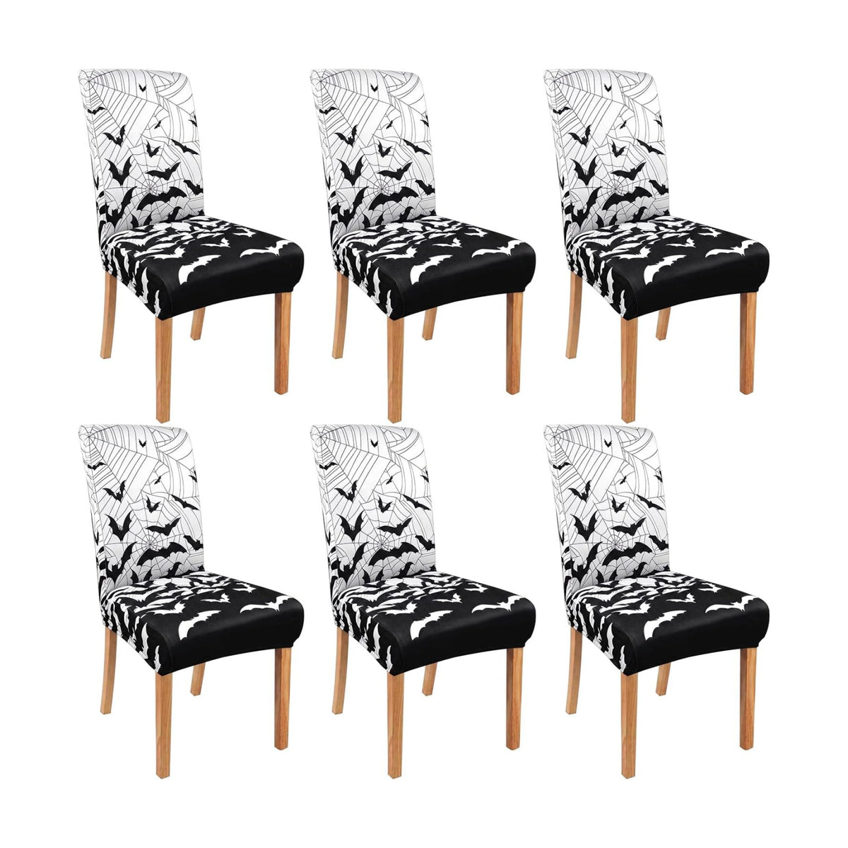 Halloween Bats Chair Covers Set of 6 for Dining Home Party Decor