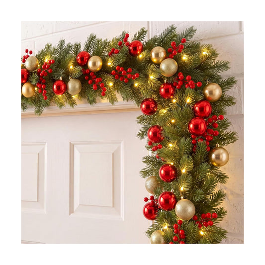 Thiccywoov 6 ft Pre-lit Christmas Garland with Light for Mantle, Xmas Decor