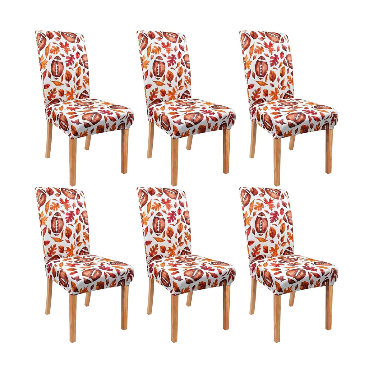 Fall Football Chair Covers Set of 6 for Dining Home Party Decor