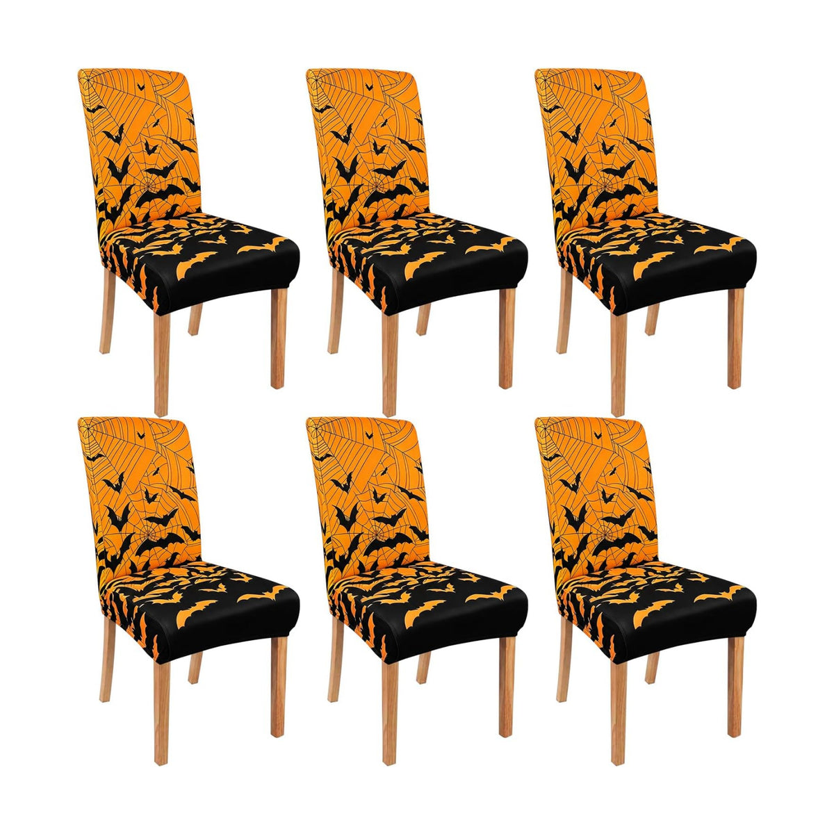 Halloween Bats Chair Covers Set of 6 for Dining Home Party Decor