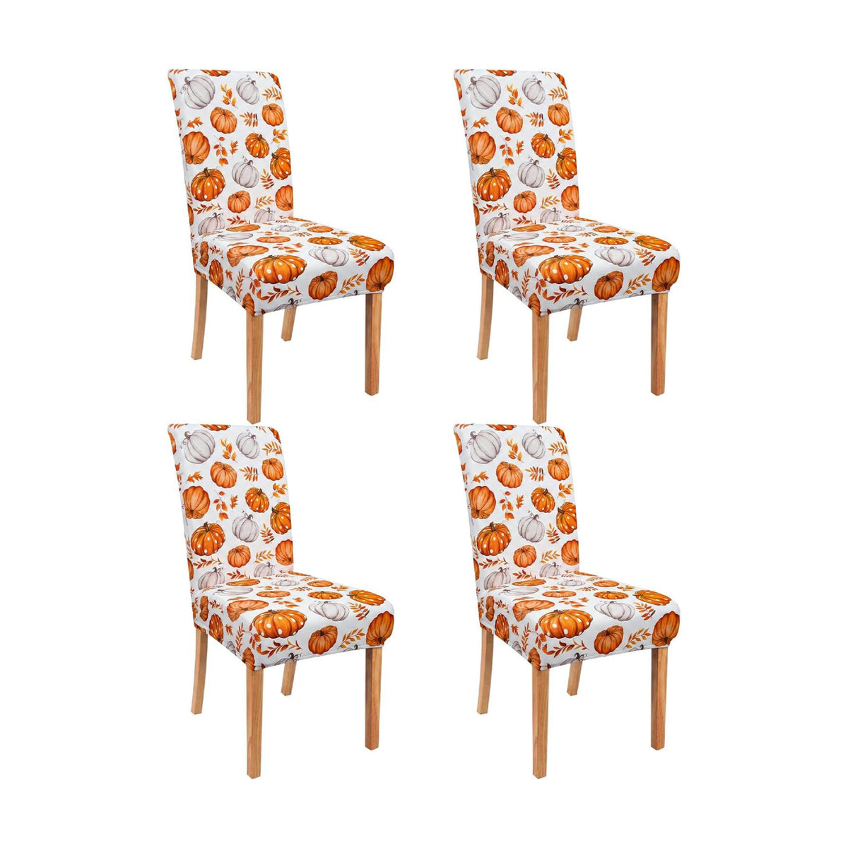 Fall Pumpkin Chair Covers Set of 4 for Dining Home Party Decor