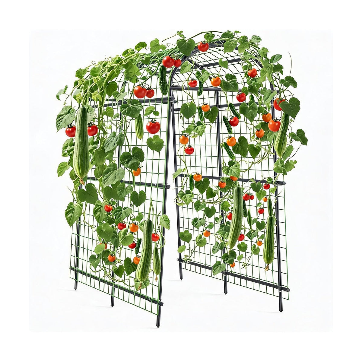 Metal Garden Arch Trellis, 7.6Ft Black for Raised Beds, Plant Support for Cucumbers & Climbing Vegetables with 9