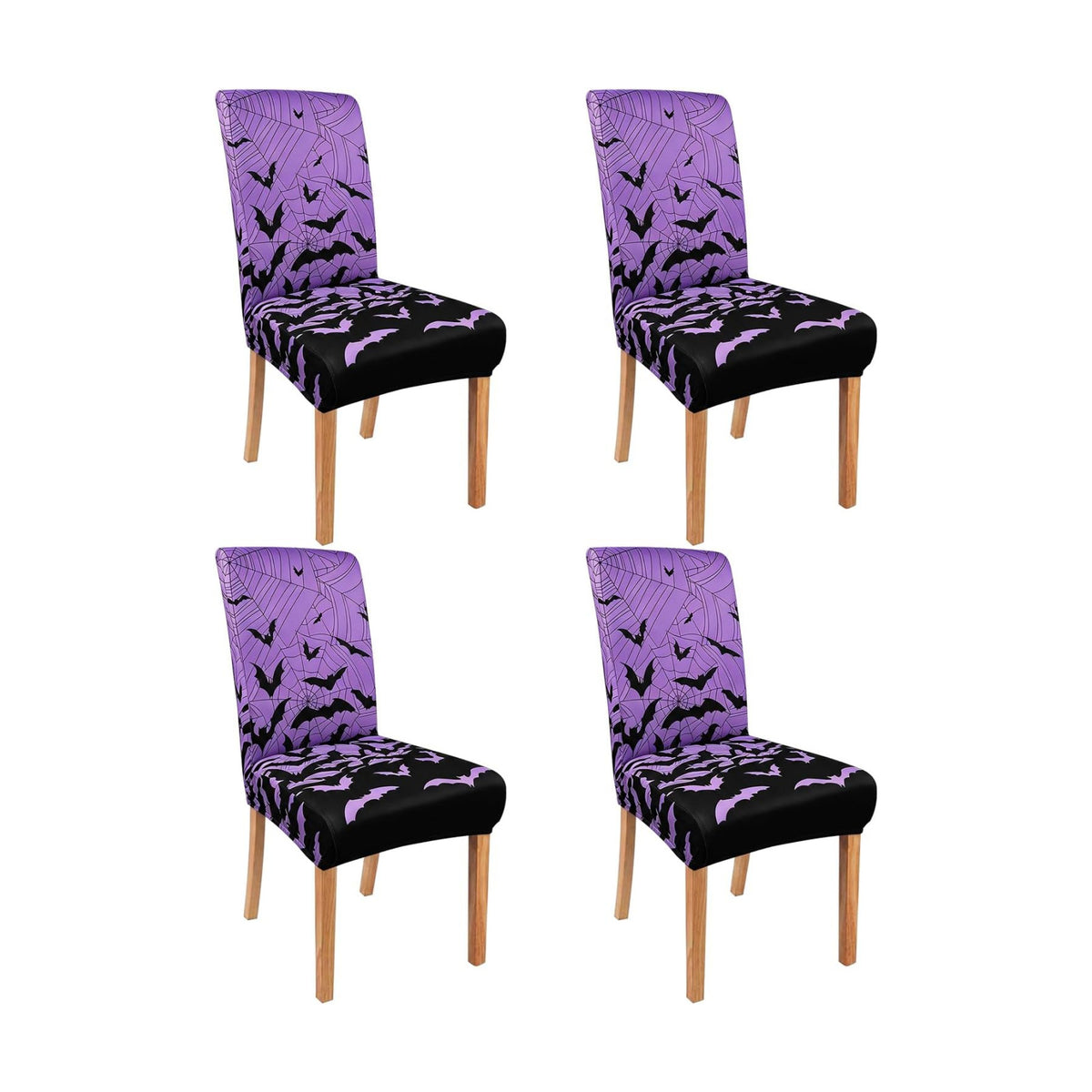 Halloween Bats Chair Covers Set of 4 for Dining Home Party Decor