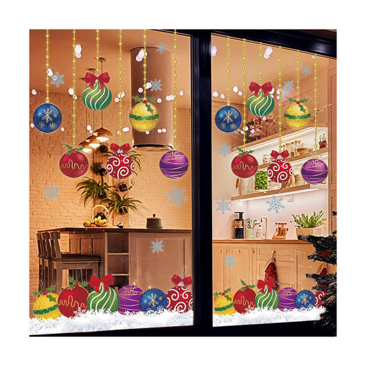 Epakh 2 Sheets Christmas Ball Window Clings Static Decals for Window Door