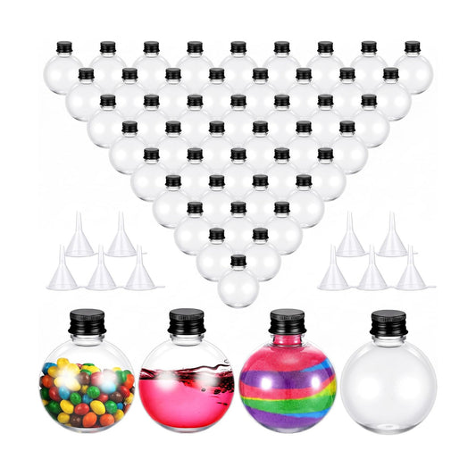FoldTier 48 Pcs Plastic Potion Bottles with Caps,Black,Aluminum Cap