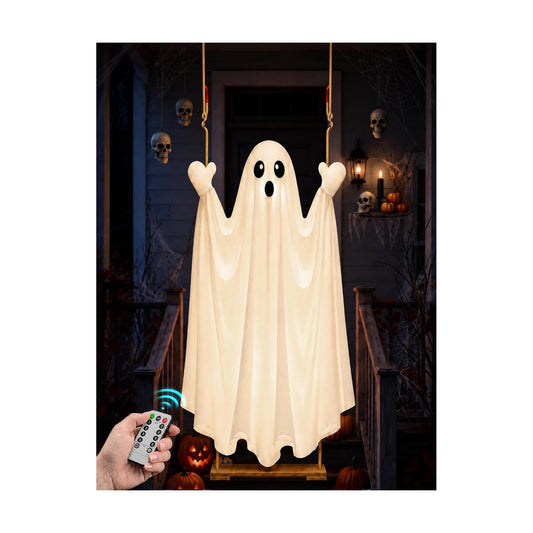 HOPOCO Halloween Swinging Ghost Outdoor Decor, Hanging Ghost with Light