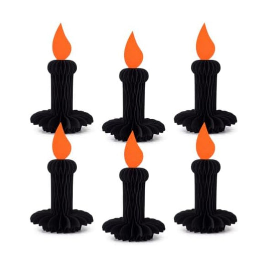 Fourluoo 6pcs Halloween Table Decoration Black Candle Honeycomb Centrepiece