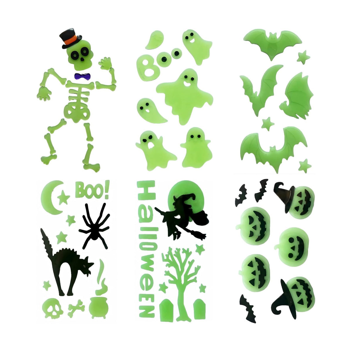 Gift&Fun 6Sheets Halloween Gel Window Clings,Halloween Window Stickers
