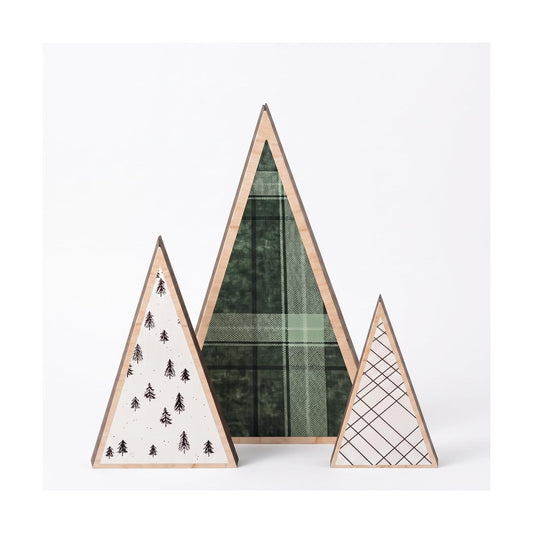 Suzile 3 Pcs Wooden Tabletop Christmas Tree Decorations Sign, Vintage