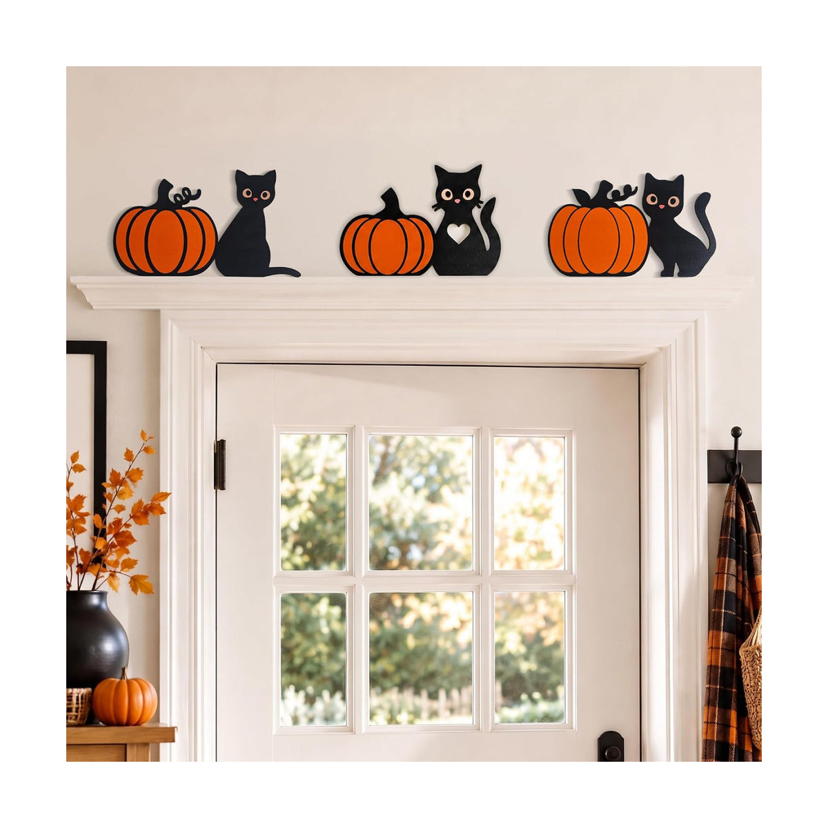 Black Cat Pumpkin Door Frame Decor, Halloween Decorations Indoor