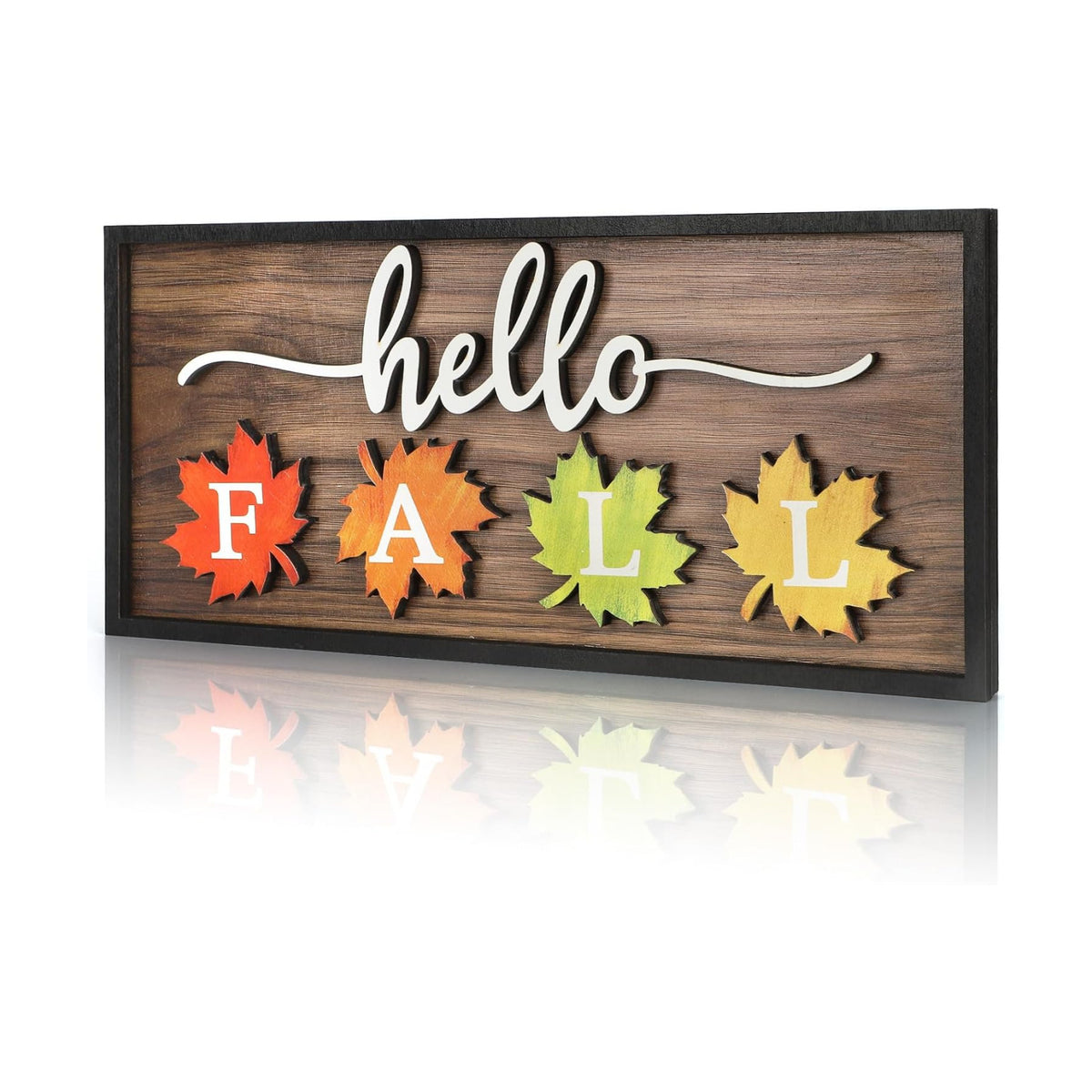 Hello Fall Table Decorations Wooden Block Sign Maple Leaf Letter Block