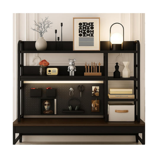 Desktop Bookshelf, pegboard Storage and Organization Rack, Dorm Desk Shelf, Desk Hutch, Desktop Storage for Office