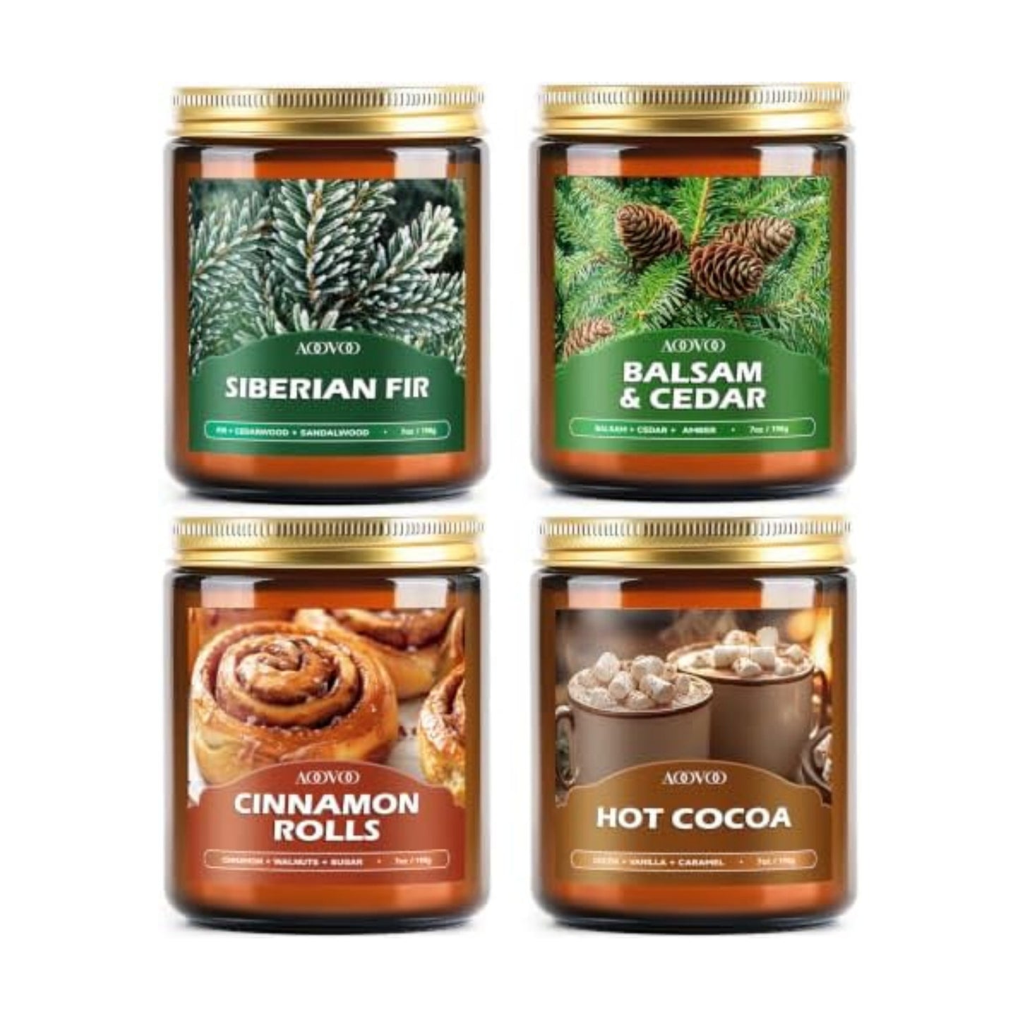 AOOVOO Winter Candles Set - 4 Pack Candles for Home Scented, 28 oz Soy Wax
