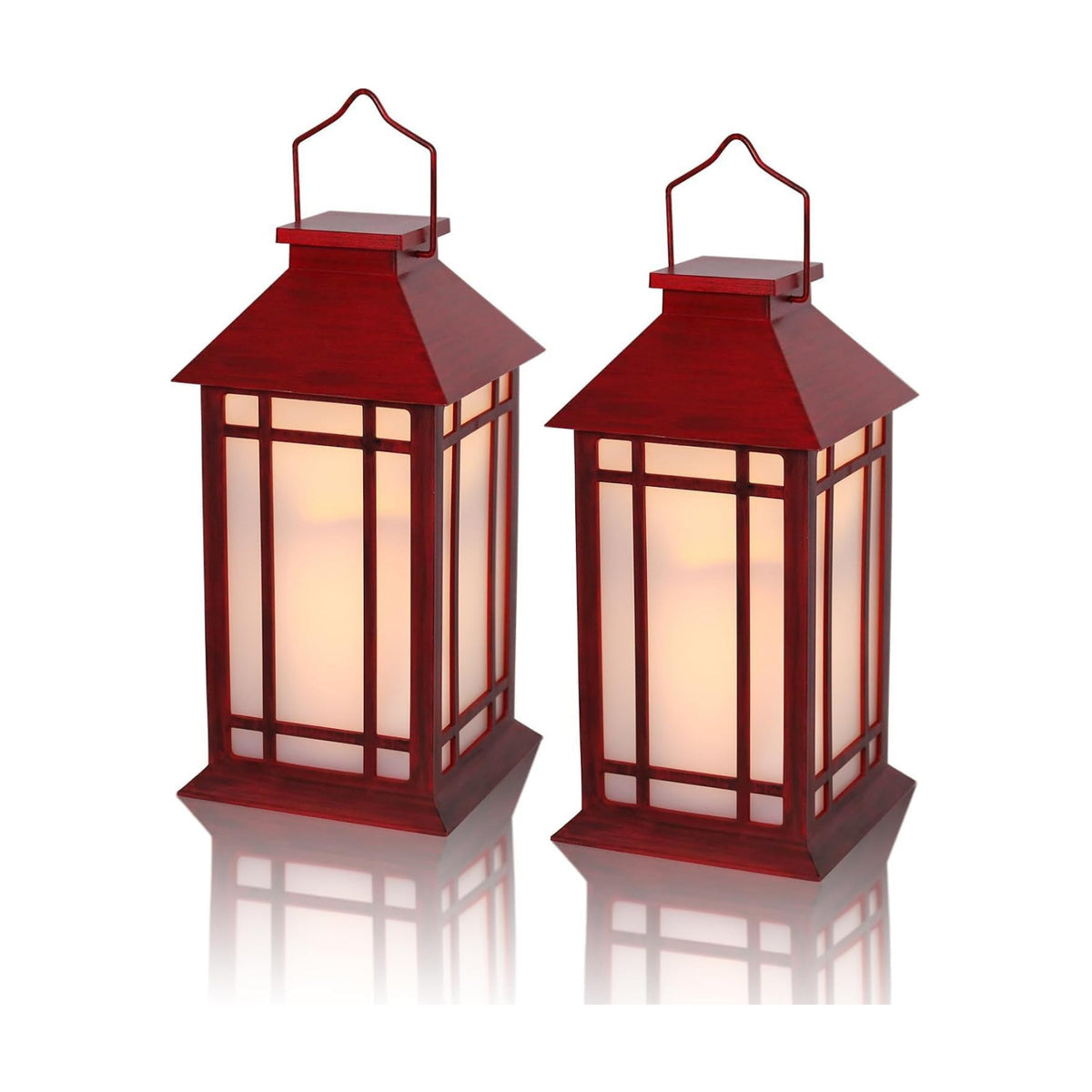 Bdor 13 Inch Christmas Outdoor Decorative Lanterns with Candle Timer 2 Pack | Battery powered convenience, cozy