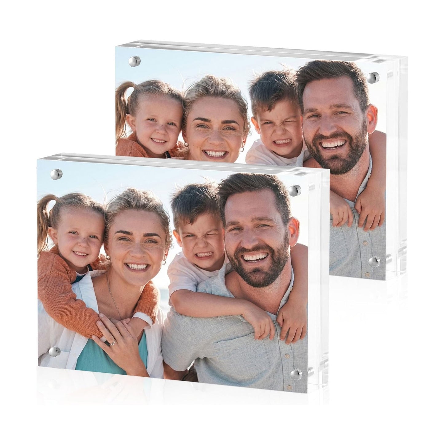 2 Pcs Acrylic Picture Frame, 8x10 Magnetic Photo Frames 20mm Thicker | Frameless Clear Picture Frame for Display