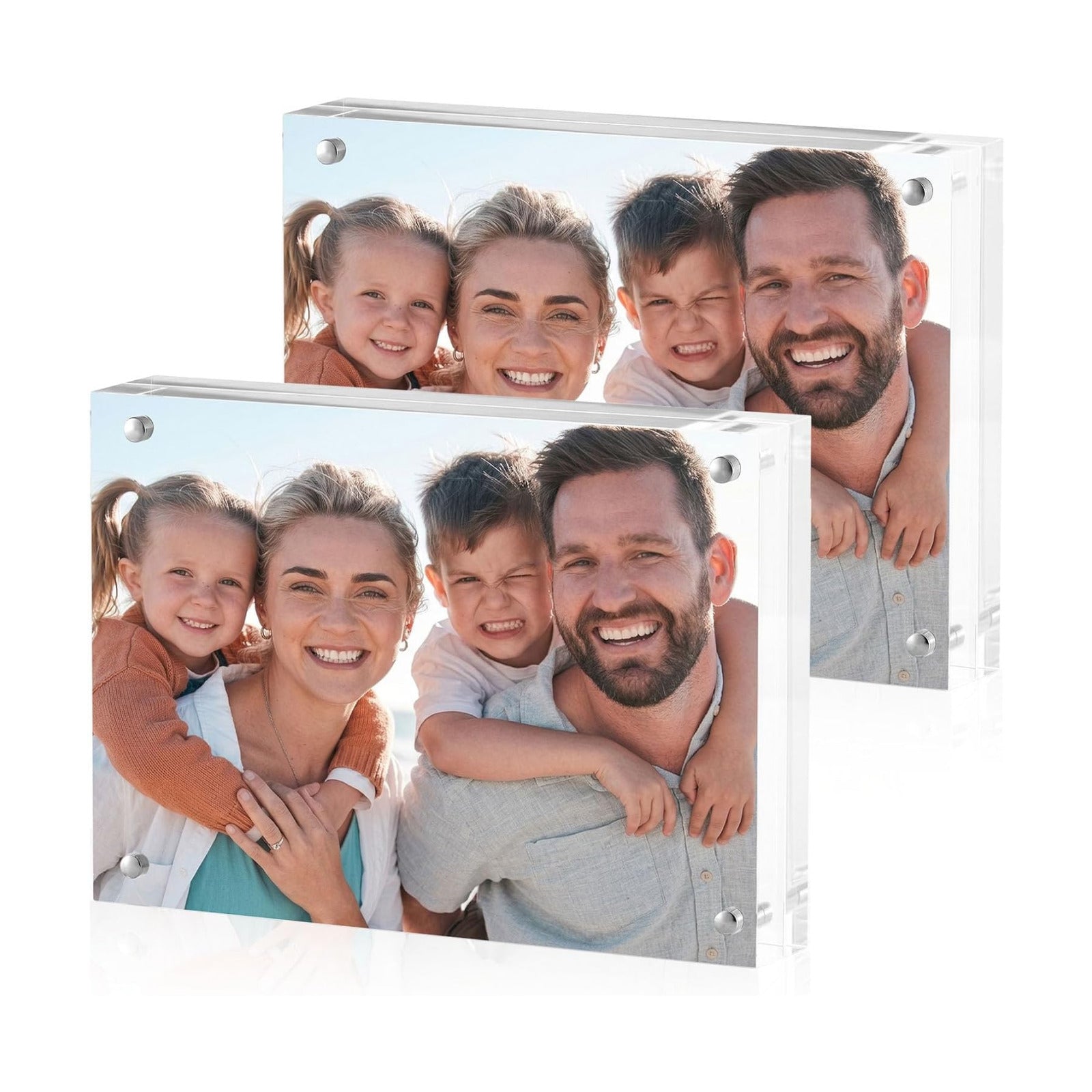 2 Pcs Acrylic Picture Frame, 8x10 Magnetic Photo Frames 20mm Thicker | Frameless Clear Picture Frame for Display