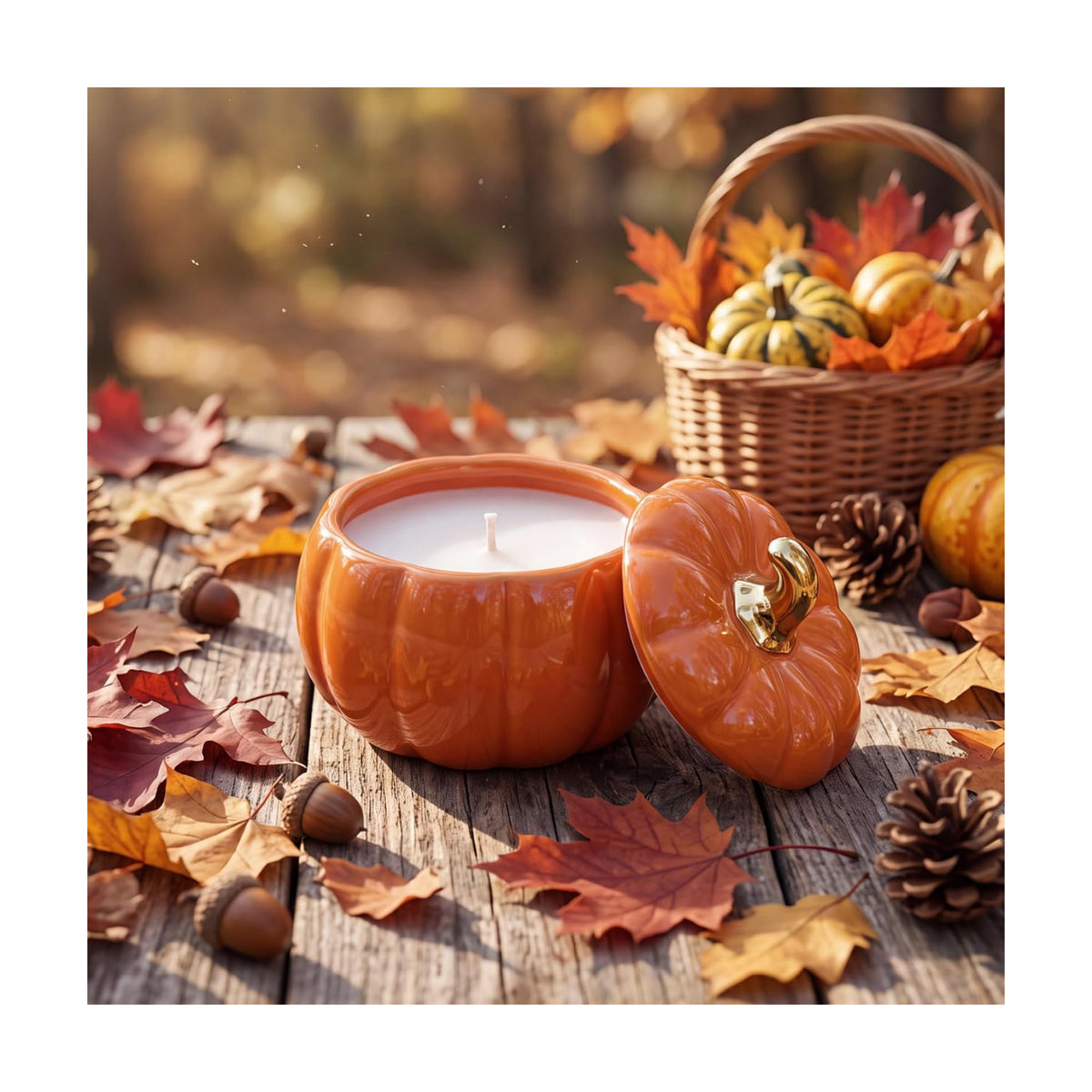 Potchen Classic Pumpkin Shaped Candle 9 oz Ceramic Candle Jar