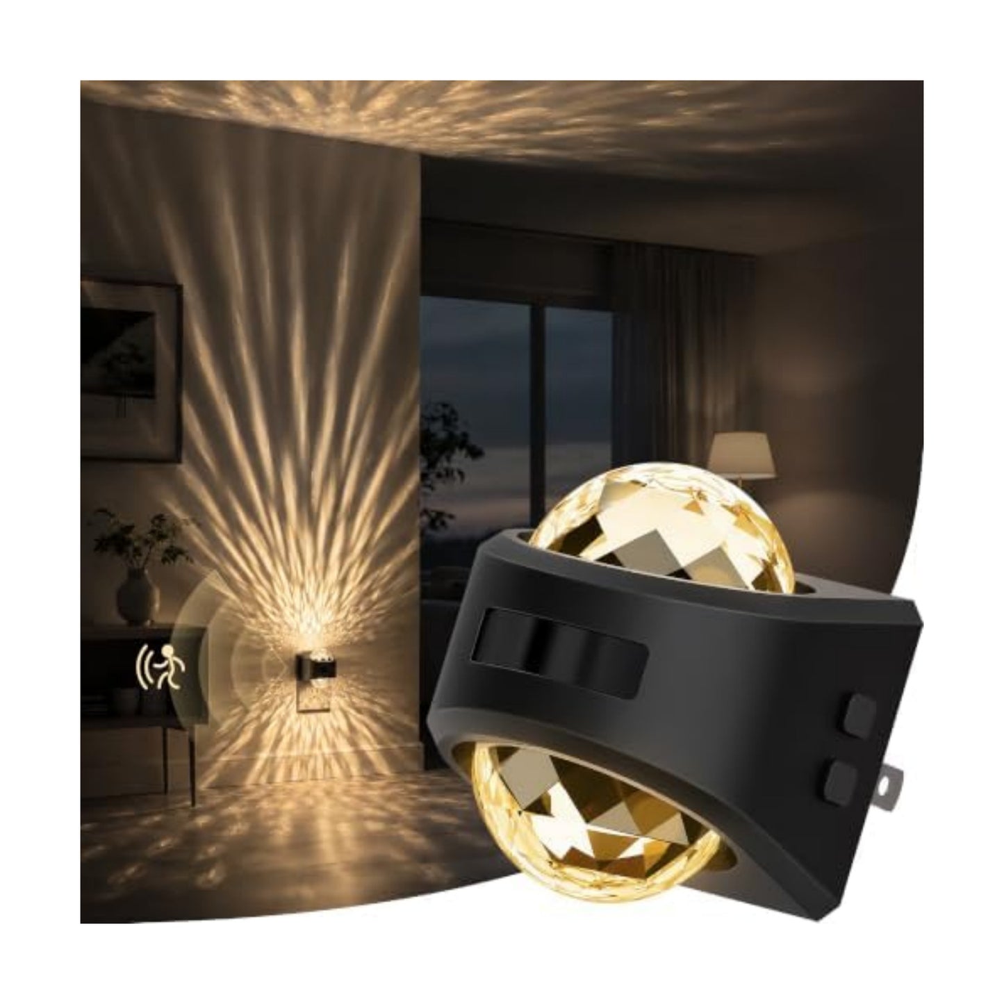 Briignite Motion Sensor Night Light Projector Dimmable Warm White Rotatable
