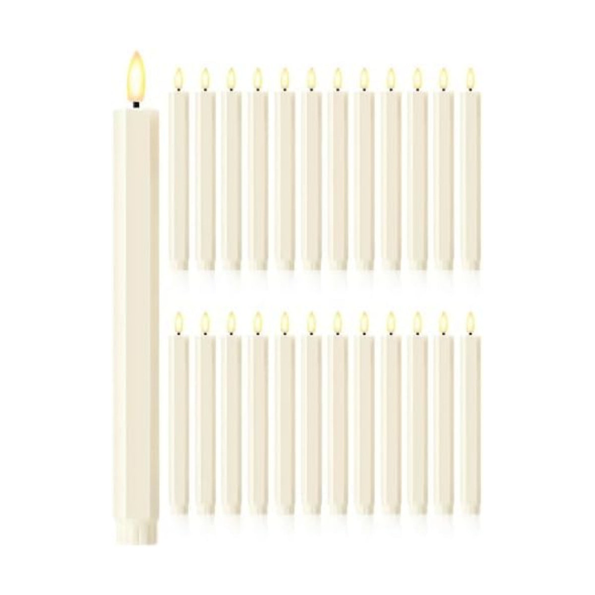 Treela Battery Operated LED Taper Candles,Hexagon,11 Inch,Ivory