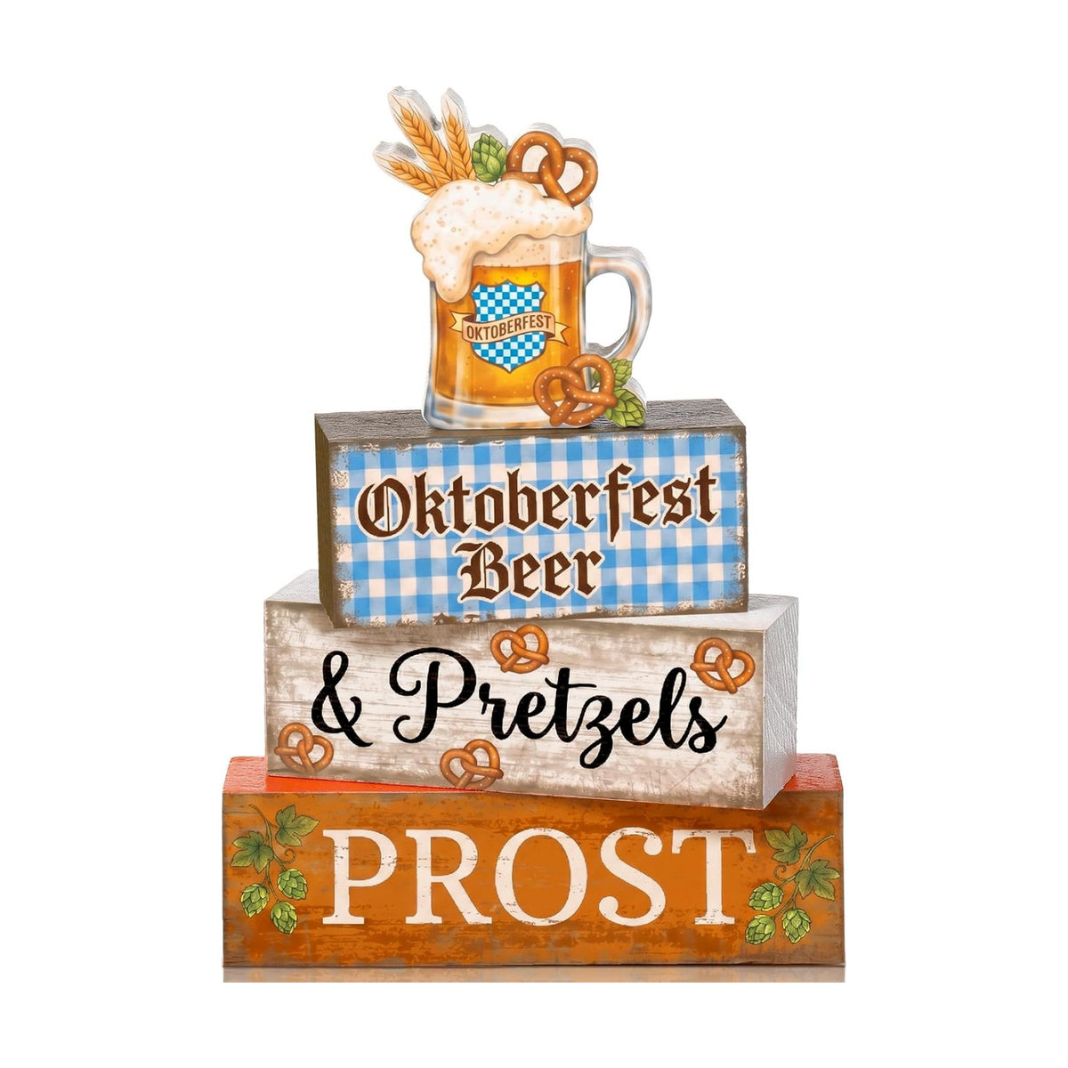 Colingmill 4 Pcs Oktoberfest Table Decorations Wooden Beer Sign