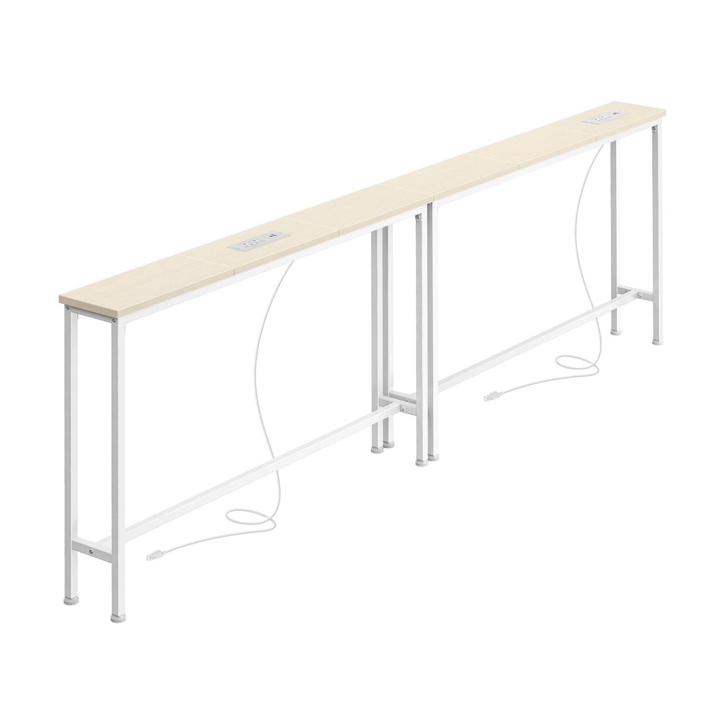 SUPERJARE 78.8 inch Narrow Behind Couch Table with Charging Stations