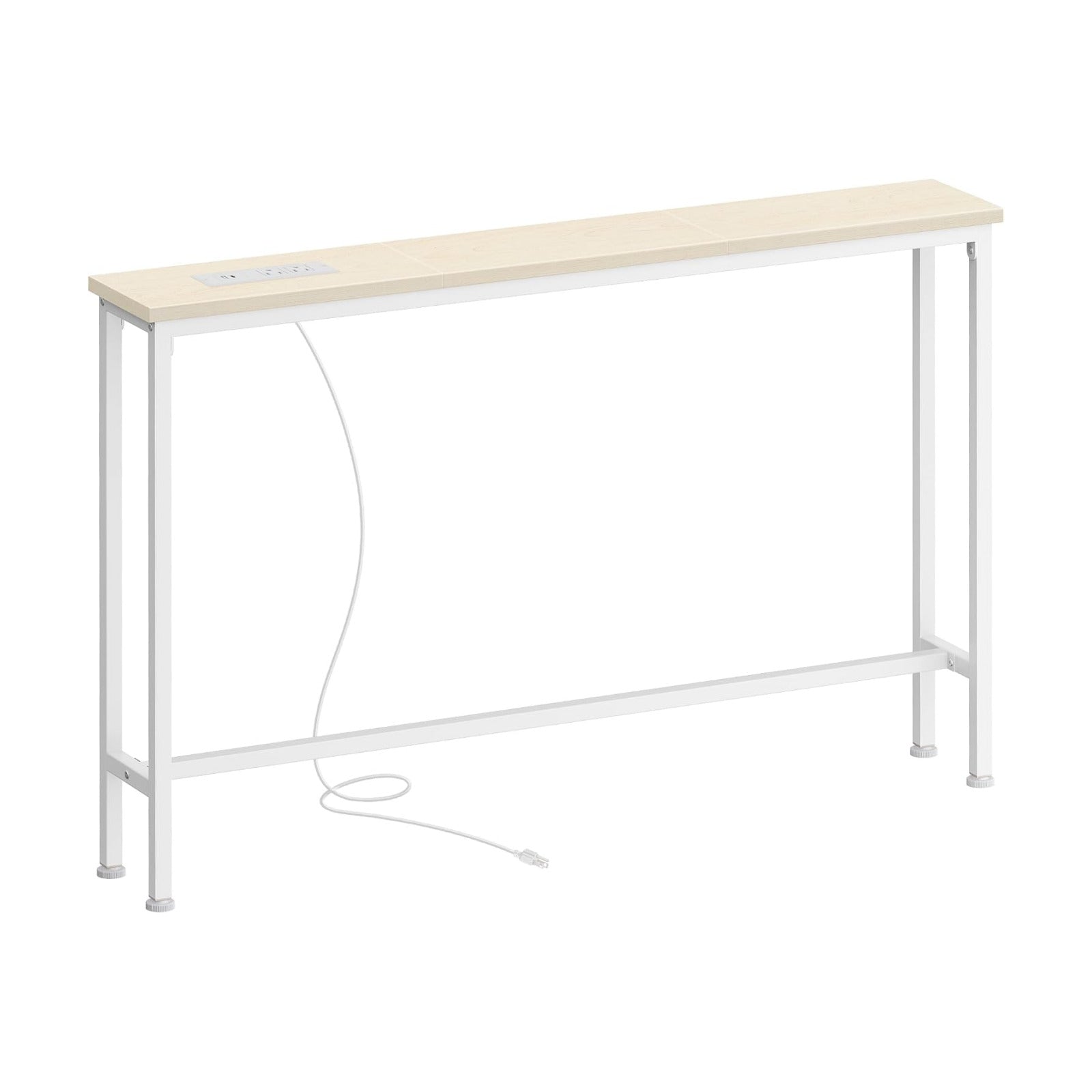 SUPERJARE 39.4 inch Narrow Behind Couch Table with Charging Stations