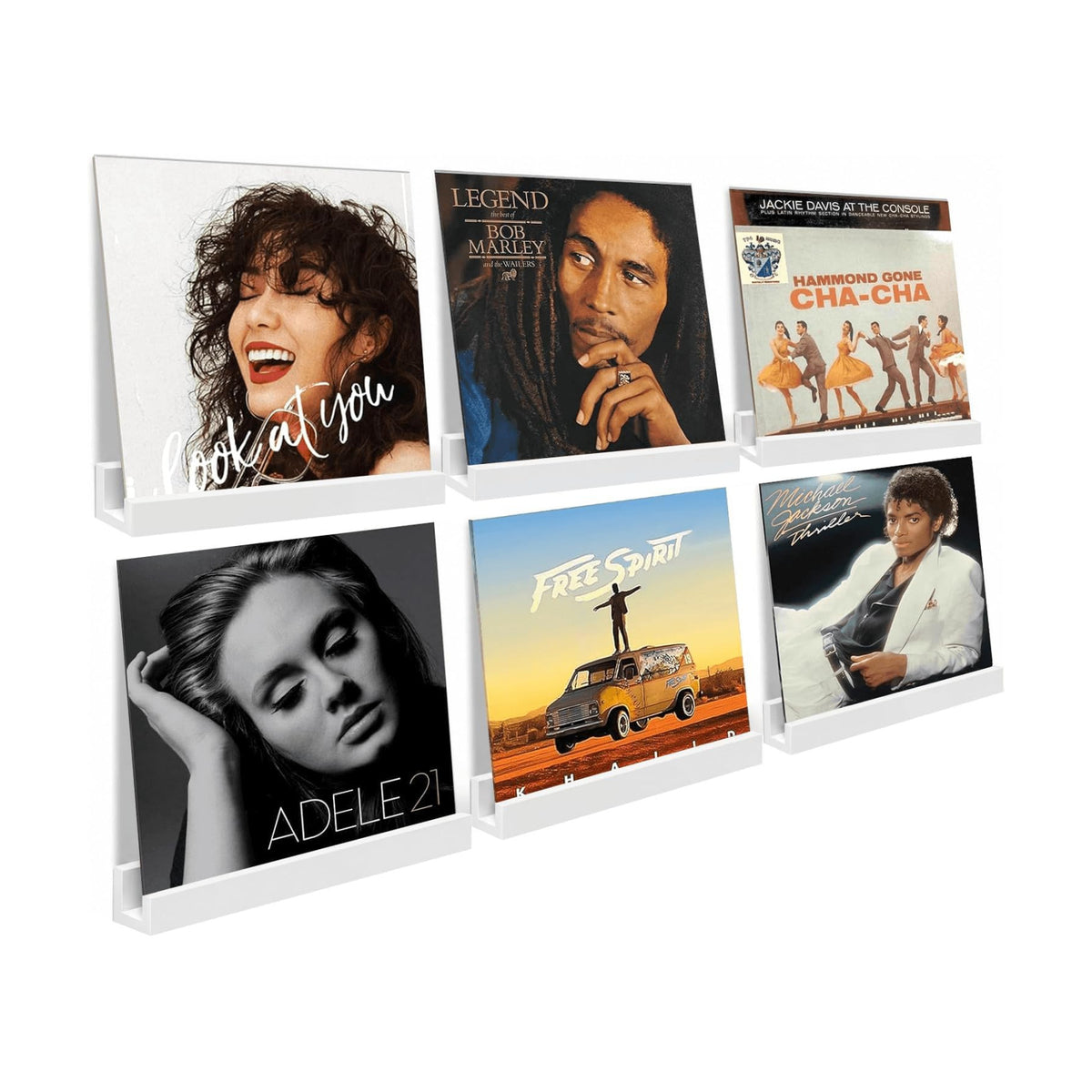 Vinyl Shelf Wall Display, 6 Pack Album Record Holder Wall Mount | 12" Rustic Wood Floating Shelves for Magazine Rack