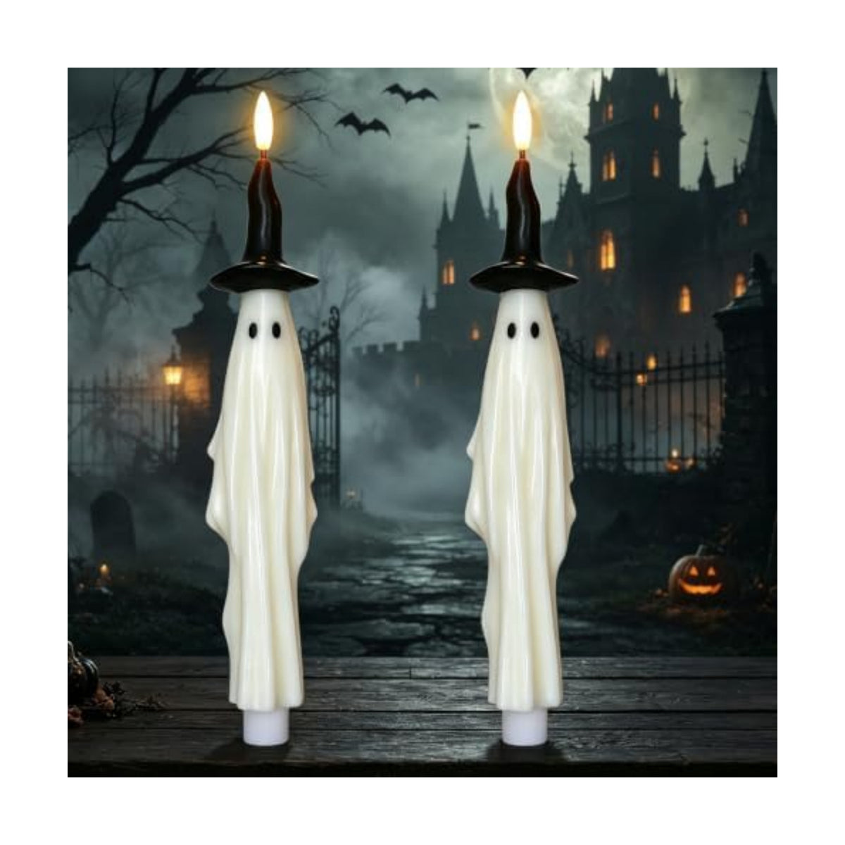 Halloween Witch Flameless Taper Candle Battery Operated with Timer