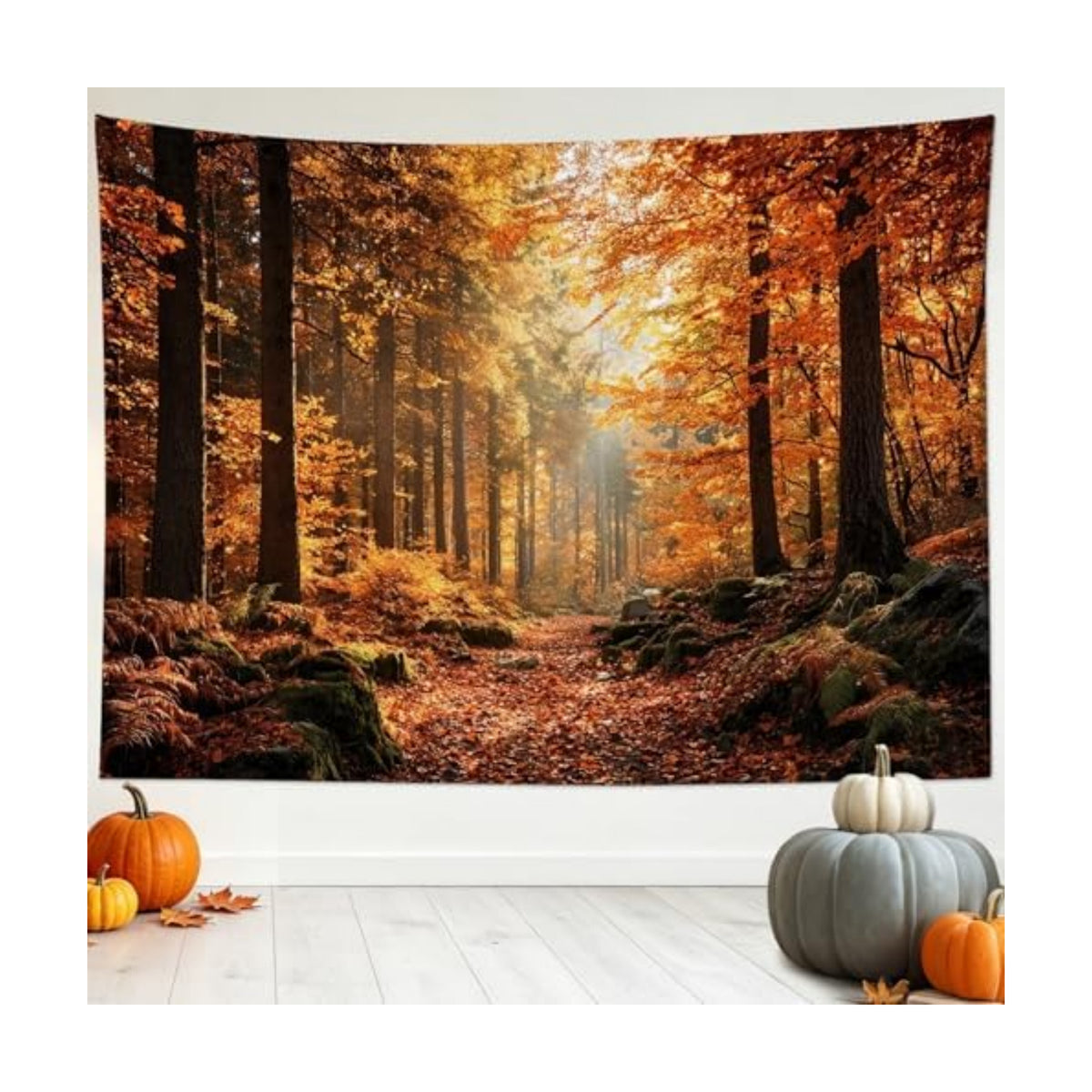 LB Fall Forest Tapestry for Bedroom, Autumn Rustic Orange Maple Tree Wall Tapestry, Nature Landscape Extra Large Tapestries Wall Hanging for Living Room Dorm Decor, 92Wx70.5H inches