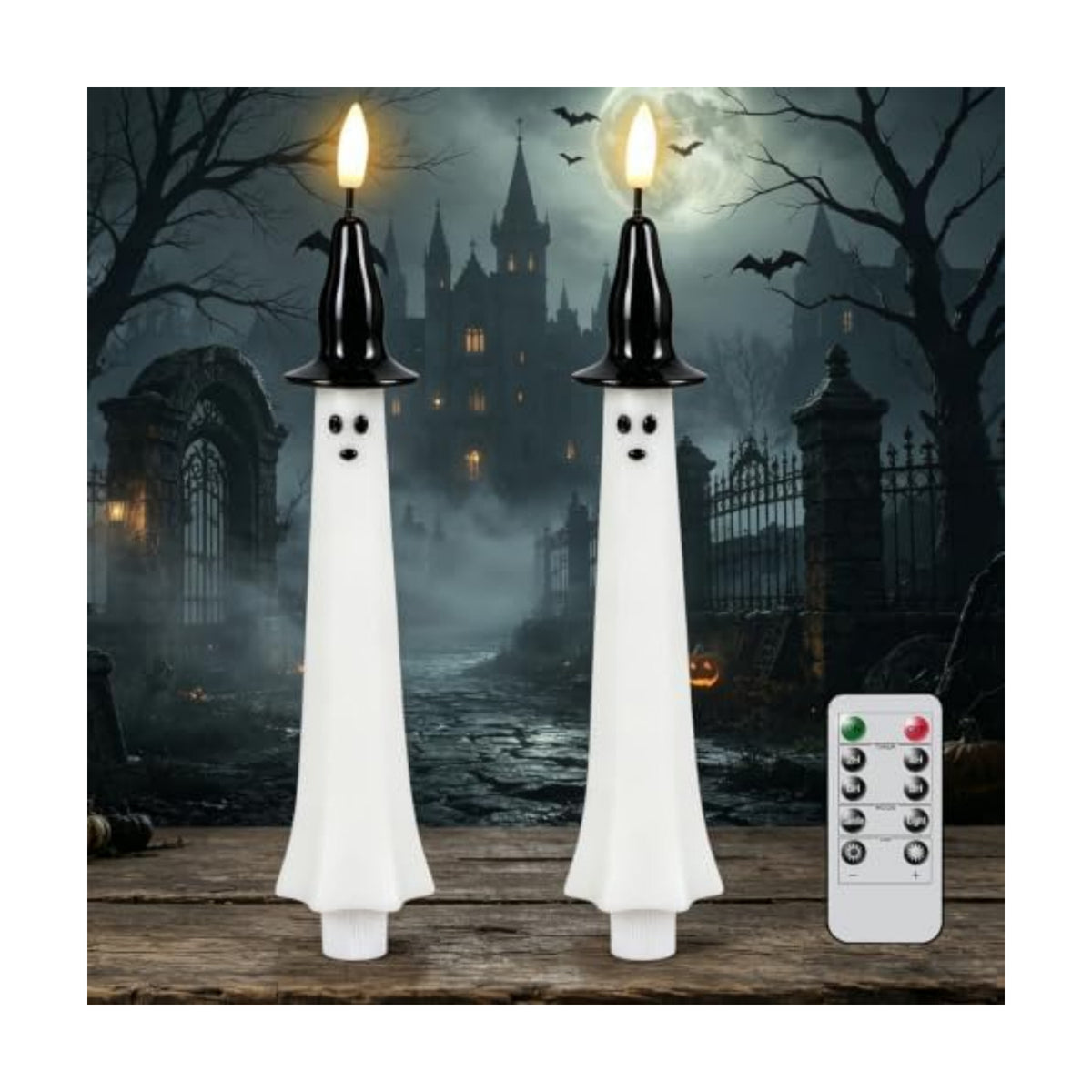 Halloween Witch Flameless Taper Candles with Remote and Timer
