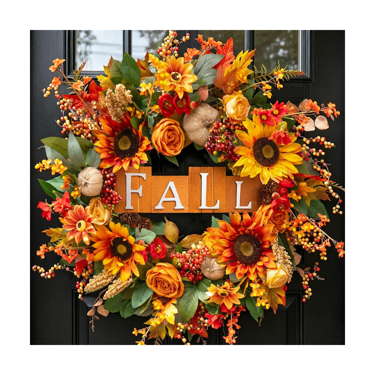 24 Inch Fall Wreaths for Front Door Autumn Wreath with Fall Sign