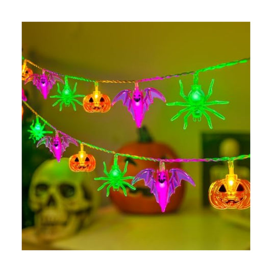 Halloween Lights Indoor Battery Operated 10FT 20LED Orange-Purple-Green