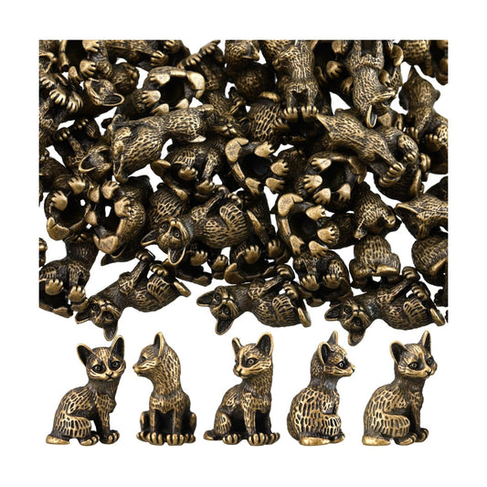 Civaner 50 Pcs Halloween Mini Brass Figurine Miniature, Cat
