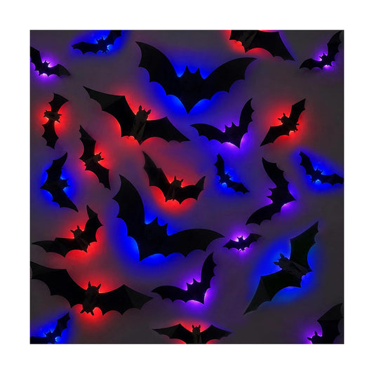 LED Bats Halloween Decoration, 3D Bat Wall Lights for Door/Window