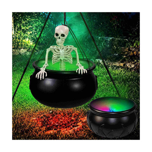Halloween Decorations Outdoor, 2 Pack Witches Cauldron Set with Fog Effect, Skeleton and Green Lights, Halloween Witch Cauldron Decor with Tripod Stand for Outdoor Porch Yard Lawn Party