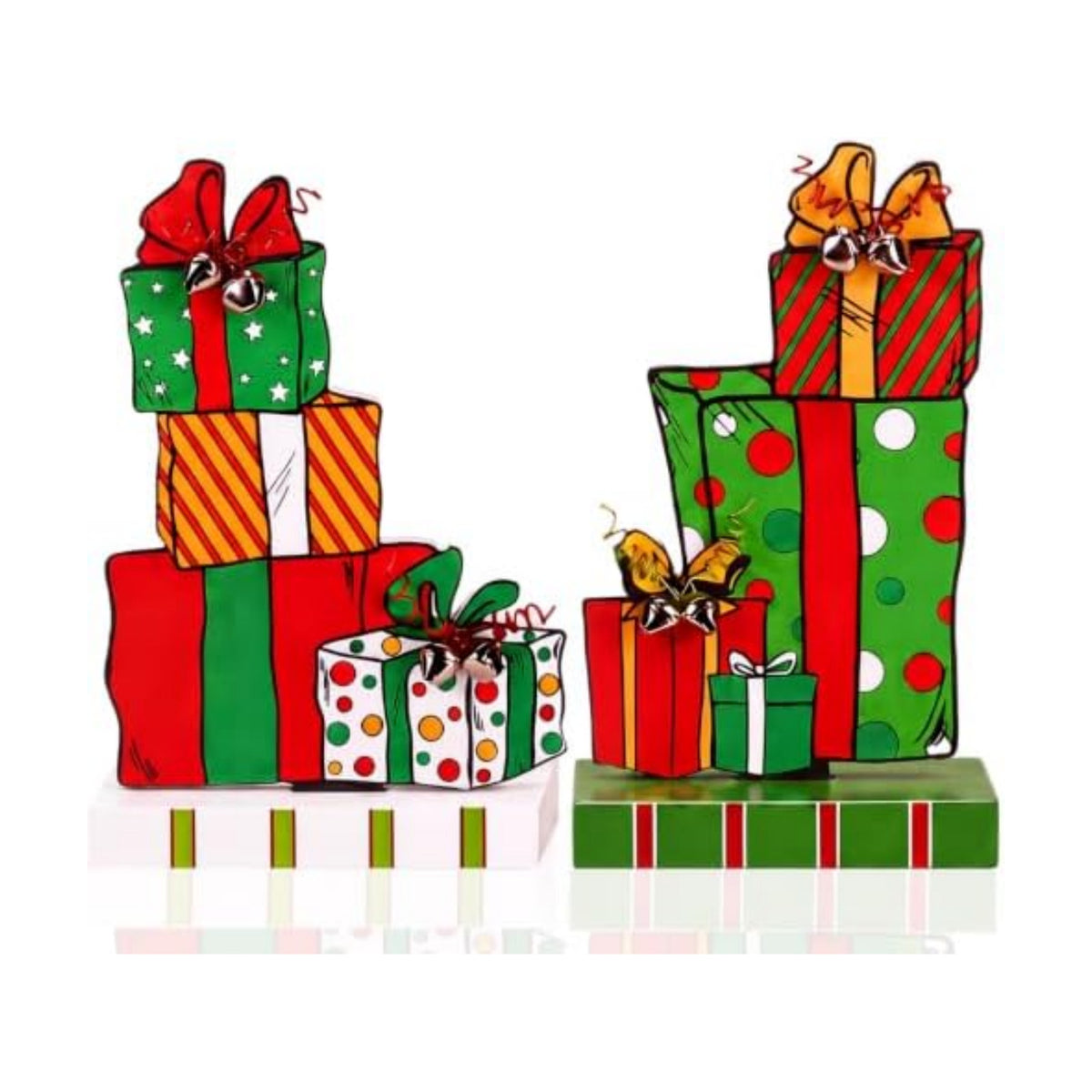Amyhill 2 Pcs Christmas Table Decorations 5.9 Inch Xmas Gift Box Wood Signs