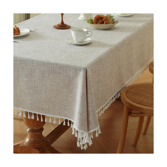 Deep Dream Tablecloths, Waterproof Table Cloth, Linens Wrinkle Free Anti-Fading, Rustic Table Cover Decoration for Kitchen Dinning Party (Rectangle/Oblong,55''x120'',10-12 Seats, Solid Khaki)