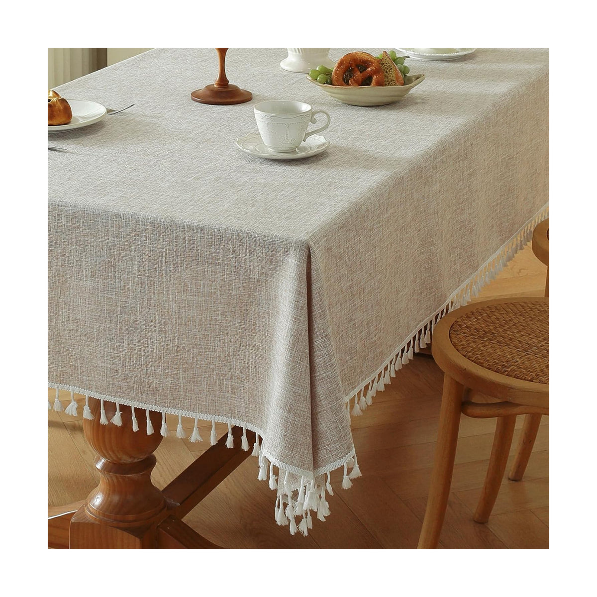 Deep Dream Tablecloths, Waterproof Table Cloth, Linens Wrinkle Free Anti-Fading, Rustic Table Cover Decoration for Kitchen Dinning Christmas(Rectangle/Oblong, 55''x140'',12-14 Seats, Solid Khaki)