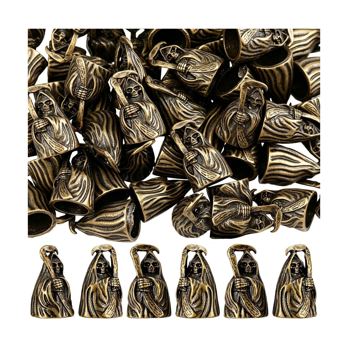 Civaner 50 Pcs Halloween Mini Brass Figurine Miniature, Grim Reaper
