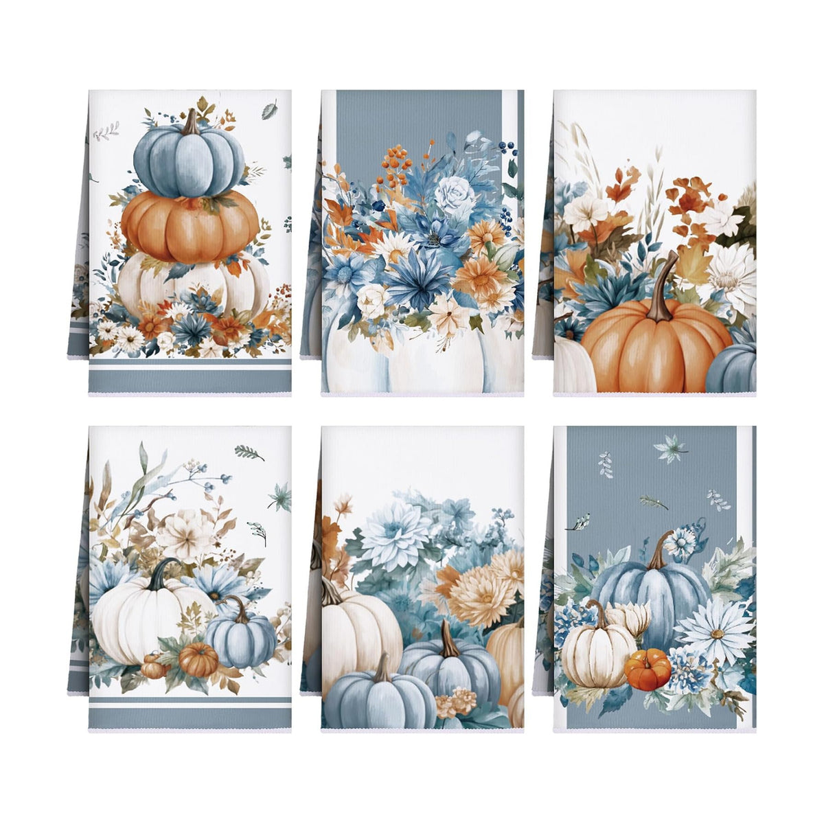 Geyoga Set of 6 Fall Kitchen Towels Autumn Dish Towels Pumpkin Hand Towel