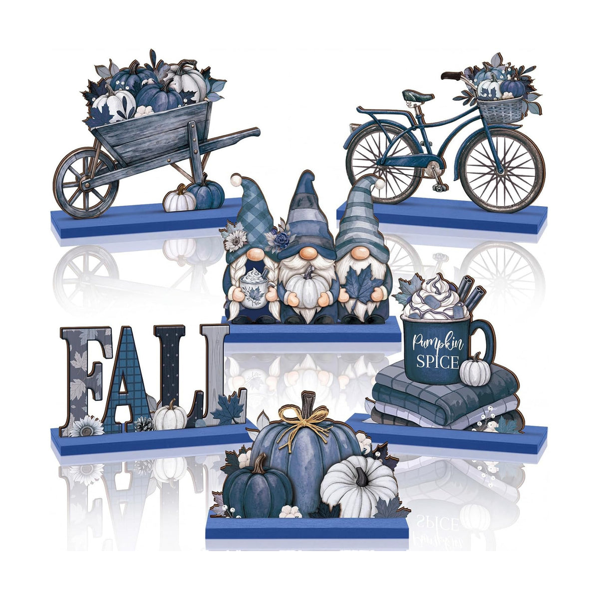 Yousoontic 6 Pcs Fall Thanksgiving Table Decor, fresh, Blue