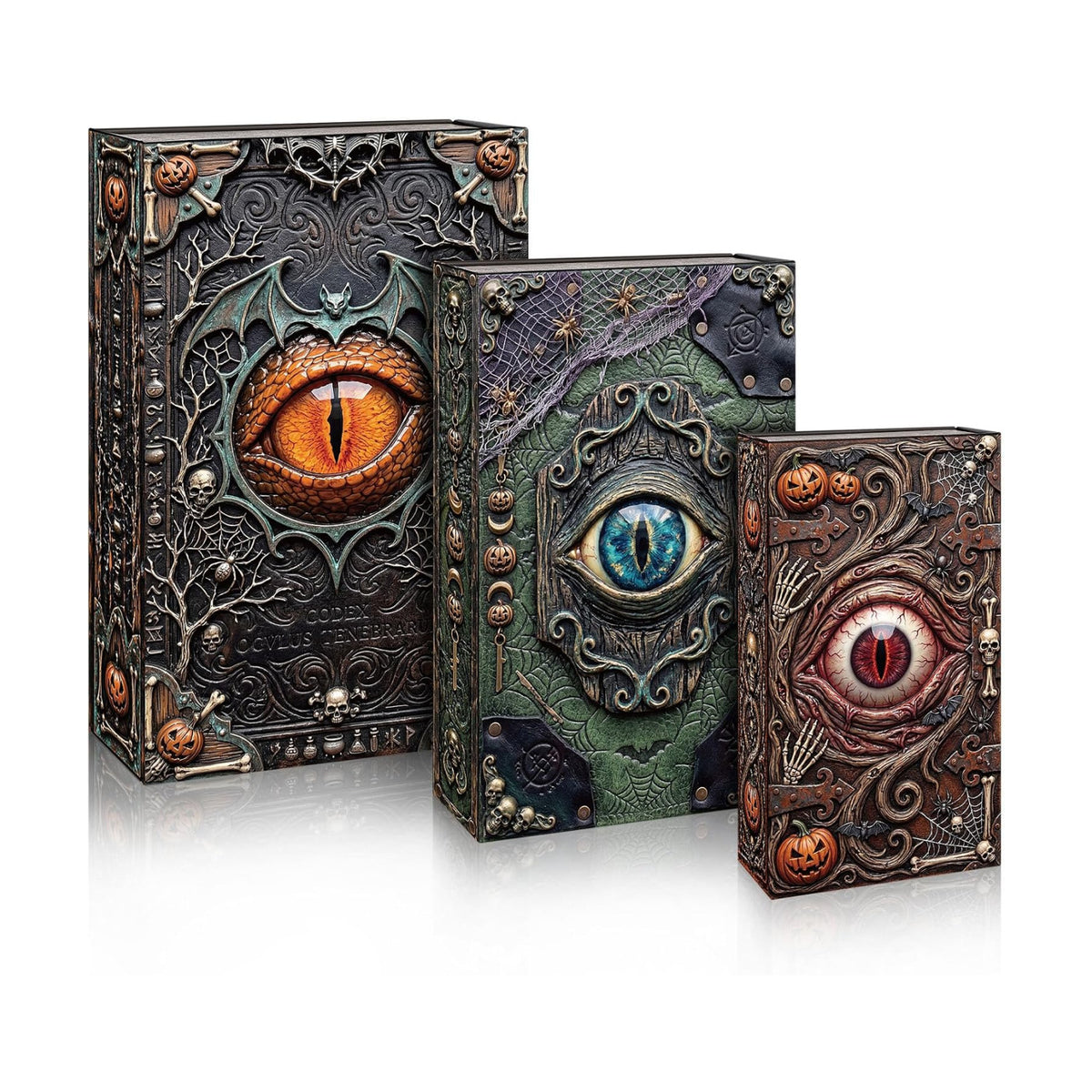 Threehoney 3 Pack Halloween Eye Spell Book Boxes Nesting Storage Decor