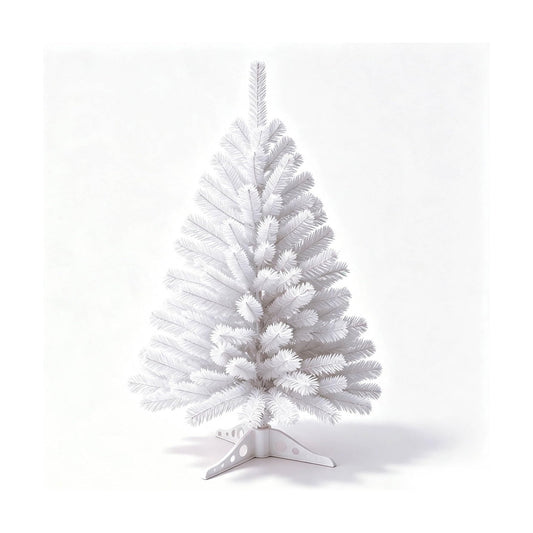 3FT Small Christmas Tree – White Mini Xmas Artificial Trees for Home, Tabletop, Office, Apartment, Indoor Holiday Decorations, Easy-Assembly Metal Hinges & Foldable Base