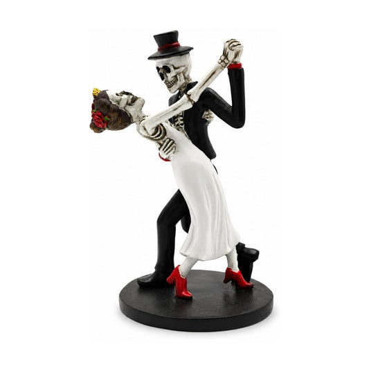 Skeleton Couple Dancing Figurine, Resin Bride and Groom Skeleton Statue, Gothic Halloween Tabletop Decor, Day of the Dead Home Decoration