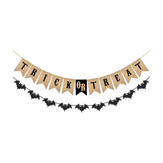 Alynta Halloween Trick or Treat Banner Garland Burlap Halloween Decorations