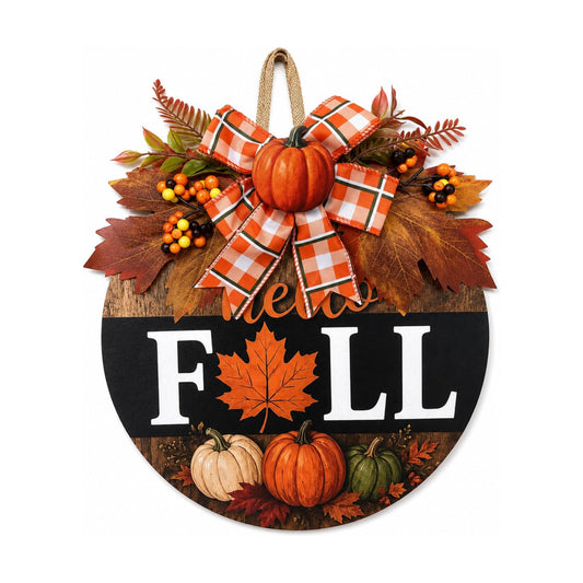 Fall Wreaths for Front Door, Thanksgiving Harvest Pumpkin Autumn Decor Sign