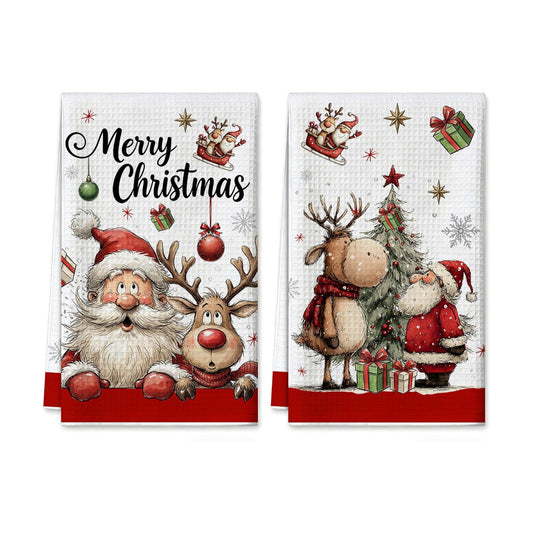 Christmas Kitchen Towels Set of 2 - Christmas Kitchen Decor