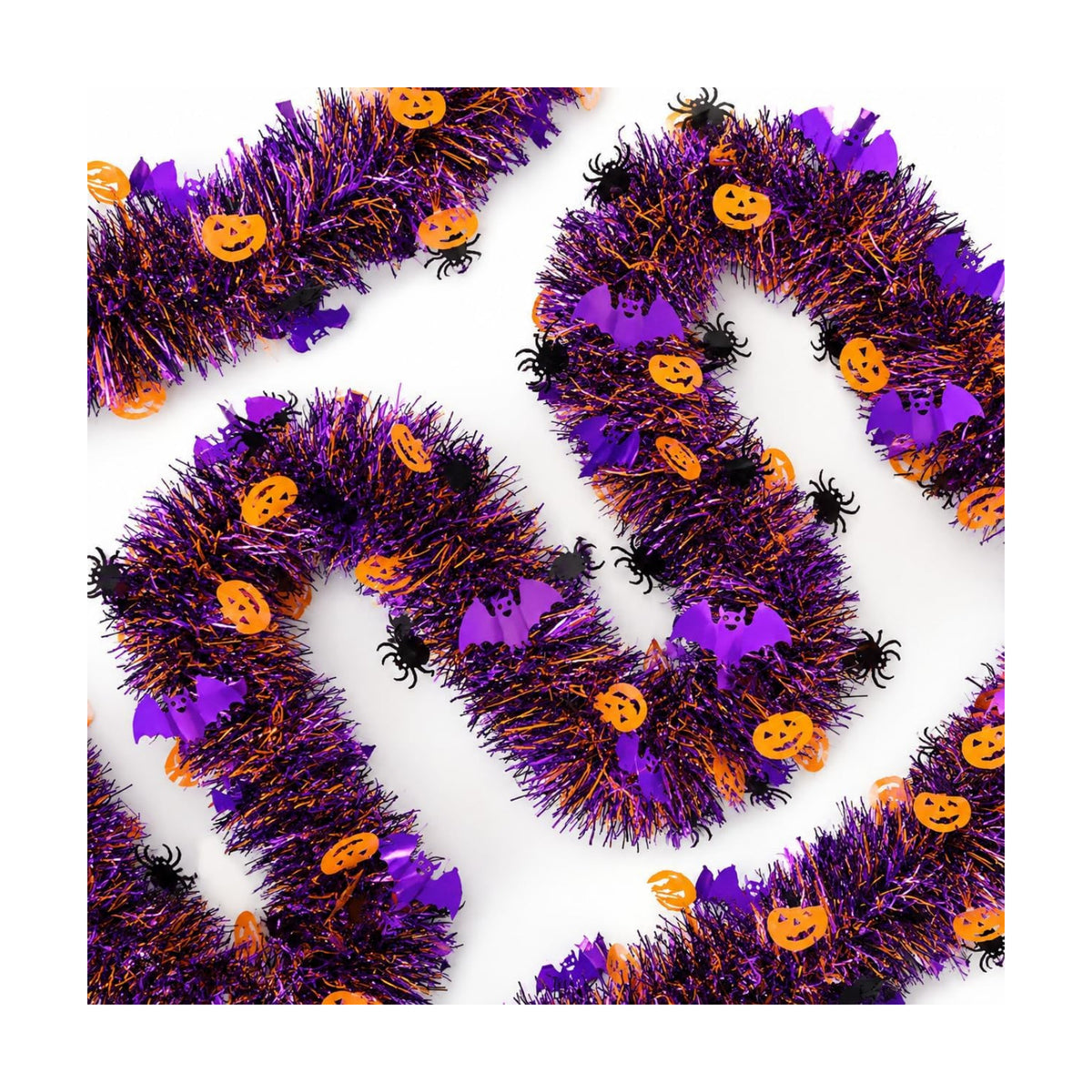 KINGLAKE Halloween Black Orange Purple Tinsel Garland 33 FT