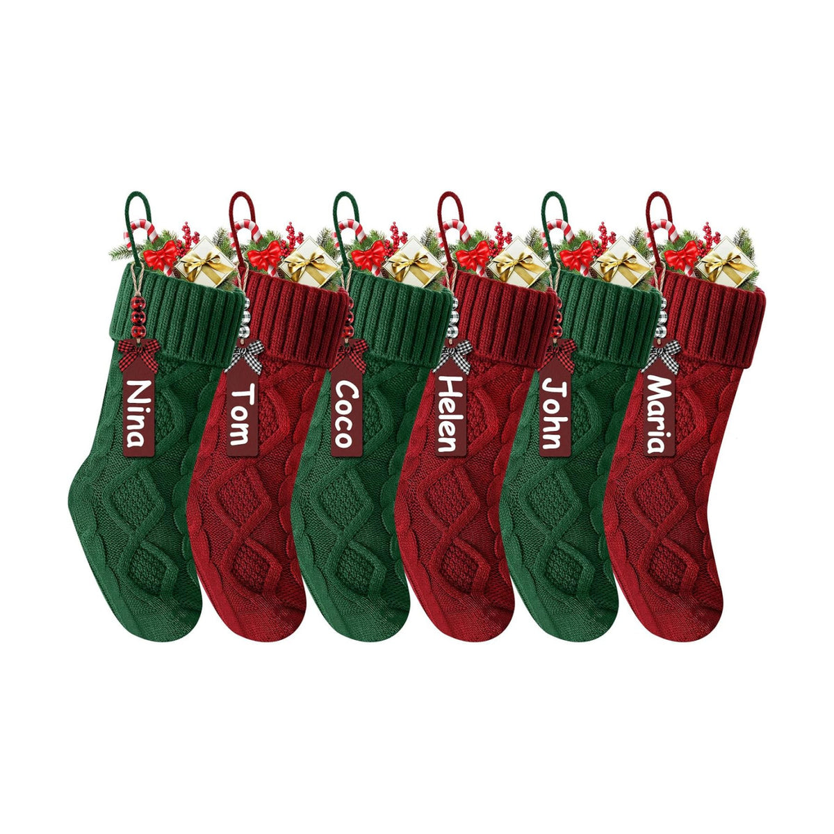 Christmas Stockings 18 Inches,Long Knitted Stocking with Name Tags