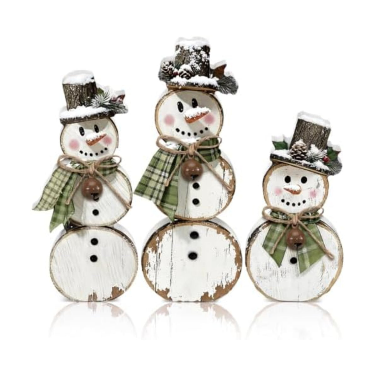 Barydat 3 Pcs Snowman Christmas Decorations Rustic Wooden Indoor Decor